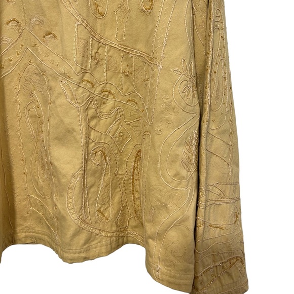 NWT CHICO’S Camelot Roadster Jacket Raffia (Light Yellow) Embroidered Sz 3 (XL) - Picture 5 of 16